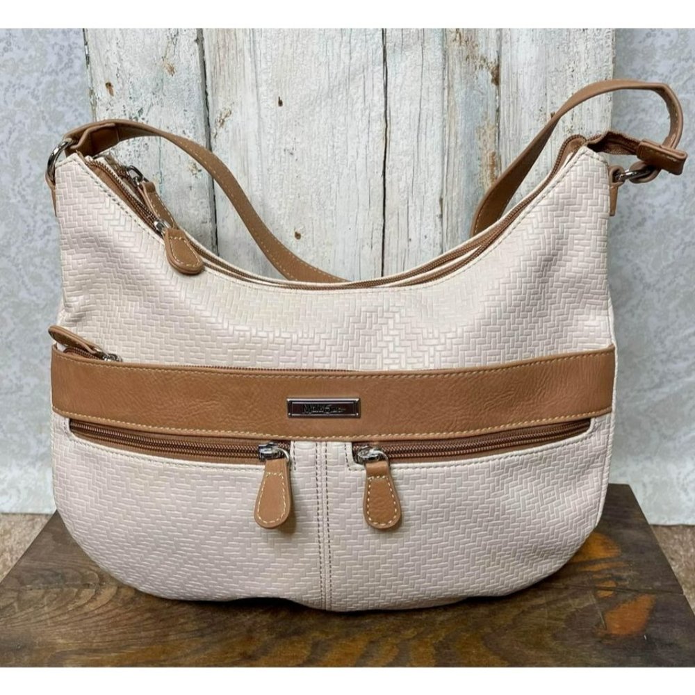 MultiSac Hobo Bag Two-Tone Geneva White/Beige Purse Lightweight/Pockets